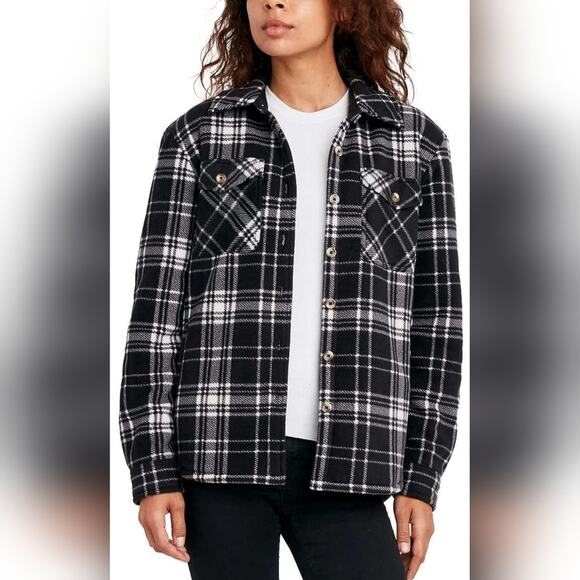 Sage Shacket Womens XL Flannel Plaid Super Plush Sherpa Lined Fleece cabincore - Picture 9 of 10